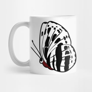 Red, black and white butterfly in flight Mug